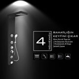 Venüs Antrasit Gri Masajlı Duş Paneli - Dikey Jakuzi - Robot Duş - El Duşu - Lüx Duş
