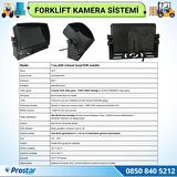 Forklift Kamera Sistemi Reach Truck 2 Kameralı 7 inç Monitörlü Kayıtlı Kamera Seti