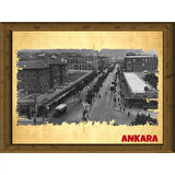 Eski Ankara 13,5x18 cm Çerçeve Görünümlü 5'li Ahşap Tablo Seti, Siyah Beyaz Tablo