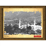 Eski Bursa 13,5x18 cm Çerçeve Görünümlü 5'li Ahşap Tablo Seti, Siyah Beyaz Tablo