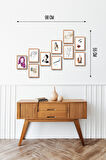 Minimalist Women Design 13,5x18 Cm 10'lu Ahşap Tablo Seti