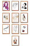 Minimalist Women Design 13,5x18 Cm 10'lu Ahşap Tablo Seti