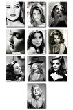 Black and White Women Faces 13,5 x 18 Cm 10'lu Ahşap Tablo Seti