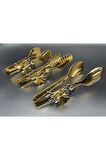 Kelebek Aksesuarlı Gold Metal Salata, Makarna, Pasta Servis , Sunum , Yemek , Maşası 3'lü Set