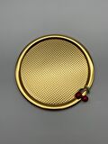 6'lı Kirazlı Yuvarlak Gold Çay ve Kahve Sunum Tepsisi, Dekoratif Servis Tepsisi 22cm Tek Kişilik