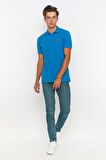 Redowl Erkek Polo Yaka Slim Fit Tişört-Mavi-XXL