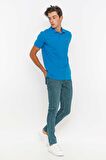 Redowl Erkek Polo Yaka Slim Fit Tişört-Mavi-XXL