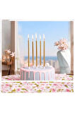 Gold Ince Uzun Mum 6 Adet 14 Cm