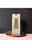 Gold Ince Uzun Mum 6 Adet 14 Cm