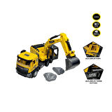 AA992-01AB Çek Bırak Işıklı ve Sesli 1:28 Kamyon Ekskavatör / Beton Mikseri