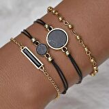 Gogoey Kadın Kol Saati Lüks Moda Şık Trend Set Saat Rose Gold Renk + 4 Adet Bileklik