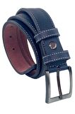 Lacivert Çocuk Boy Suni Deri Dikişli Model 3 cm.lik Garson Klasik Kemer - G5-23EK