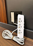 Viko Konforlu Ultra İnce Fişli 3’lü Grup Priz 3 metre Çoklu Fişli Beyaz