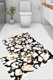Karışık Desen Banyo Paspası, Gold Renk Paspas, Kaymaz Taban Banyo Paspası, Klozet Takımı, Yıkanabilir Klozet Takımı, Dekoratif Banyo Paspası,