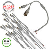 BNC + DC Power Jack Pigtail Kablo 35CM – 5 Uçlu Hazır Kamera Bağlantı Seti – CCTV Güvenlik Sistemi İçin - 50 Adet