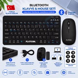 PL-388 Bluetooth Türkçe Q Mini Klavye Mouse Seti Şarjlı Klavye Pilli Mouse