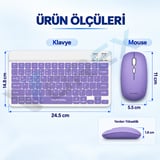 PL-388 Bluetooth Türkçe Q Mini Klavye Mouse Seti Şarjlı Klavye Pilli Mouse