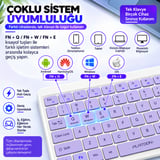 PL-388 Bluetooth Türkçe Q Mini Klavye Mouse Seti Şarjlı Klavye Pilli Mouse