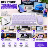 PL-388 Bluetooth Türkçe Q Mini Klavye Mouse Seti Şarjlı Klavye Pilli Mouse