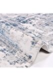 İpek Mekik Halı Gaspara Mavi Beyaz Eskitme Desen Halı