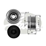 Gates OAP7033 Alternatör Kasnağı Rulmanlı Passat 96 05 A4 01 04 A6 97 05 Superb 1.6 1.8 19TDI 038903119M