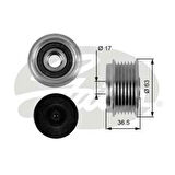 Gates OAP7051 Alternatör Kasnağı (Rulmanlı) Focus (01 04) Focus II (04) Mondeo IV (07) Connect (02) 1.8TDCI 5M5Q10344AB