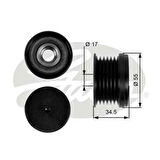 Gates OAP7090 Alternatör Kasnağı Rulmanlı Caddy III Golf V VI Plus Jetta III IV Passat Polo A1 A3 1.2 1.4TSI 6K 03C903119C