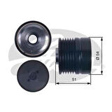 Gates OAP7118 Alternatör Kasnağı Rulmanlı Grande Punto 1.3D 05 Punto Evo 1.3D 09 12 Mito 1.3JTD 08 77364721