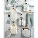 0-3 AY BEBEK UNİSEX GAYE ORGANİK KİND NAKIŞLI 10 LU BODY/ZIBIN SETİ