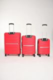 Gbag Crius PP Polipropilen Kırılmaz 3 lü Valiz Seti Kırılmaz Bavul Seti Kırmızı Büyük, Orta, Küçük Boy