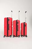 Gbag Crius PP Polipropilen Kırılmaz 3 lü Valiz Seti Kırılmaz Bavul Seti Kırmızı Büyük, Orta, Küçük Boy