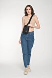 Gbag Unisex Çapraz Askılı Ortadan Fermuarlı Vücut Çantası Body Bag Omuz Askılı Çanta Siyah