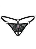 Ağı Açık Siyah Dantelli Fantezi İç Çamaşırı G String