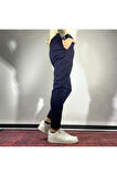 Slim Fit Beli Lastikli Gabardin Erkek Siyah Pantolon