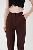 Kadın Kahverengi Dar Kesim Kumaş Pantolon