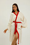 Müslin Kimono %100 Pamuklu Fil Baskılı Desenli Bornoz Kaftan Sabahlık