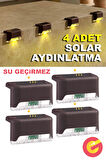 GüncelÇarşı 4 Adet Solar Güneş Enerjili Şarjlı Köşebent Merdiven Veranda Bahçe Yolu Led Lamba Işık, Gün ışığı