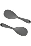 İvory silikon geniş pilav kaşığı (22.5cm) gri