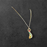 Filistin Bayraklı Özel Tasarım Çelik Kolye Altın Rengi