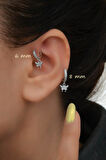 2 Adet Zirkon Kelebekli Halka Piercing Tragus Helix Forward Kıkırdak Lob Daith (1 Adet 6 mm 1 Adet 8 mm)