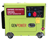 Genpower GDG 7000 TEC Model 7 Kva, Dizel, Ses İzolasyon Kabinli, Marşlı ,Tekerlekli, Trifaze (380 Volt) Portatif Jeneratör
