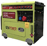 Genpower GDG 9500 TEC OTO Model 8,8 Kva, Otomatik Dizel, Ses İzolasyon Kabinli, Transfer Panolu ,Tekerlekli, Trifaze ( 380 Volt) Portatif Jeneratör