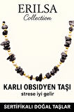 Sertifikalı Kırık Taşlı Model İnci - Karlı Obsidyen Taşı Kolye
