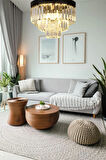 Efsane 40 Lık Kristal Taşlı Siyah Modern Salon Avize