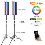 Gdx LP550 RGB Fotoğrafçılık ve Video için Renkli Işık Çubuğu İkili Set