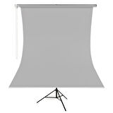 GDX Kumaş - Seyyar Vesikalık Gri Renk Fon Perde 190x400 cm