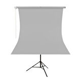 GDX Kumaş - Seyyar Vesikalık Gri Renk Fon Perde 135x200 cm