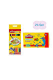 Play-doh 12 Renk Kuru Boya Tam Boy Ve Pastel Boya 12 Renk 2 Li Set