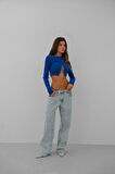 GETİCARET Taş Detay Triko Yaka Crop Bluz
