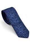 Mavi Desenli Lacivert Dokuma Kumaş Mendilli Slim Fit Kravat // SDK-240110